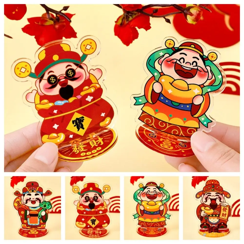 Chinesischen Stil Gott des Reichtums Stand Modell Platte Glück Kreative Gott des Glücks Figur Modell Platte Acryl Rot