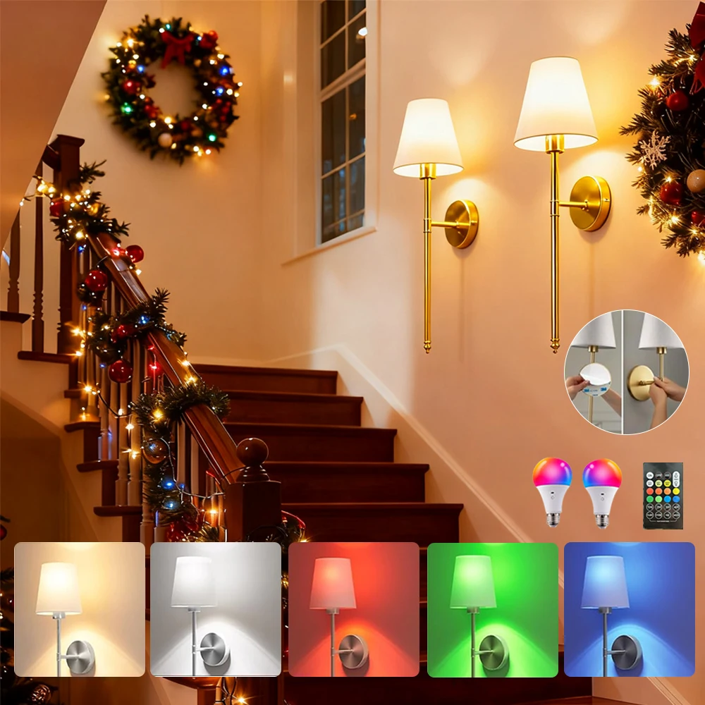 Настенный светильник с зарядкой RGB, лампа с регулируемой яркостью, окружающее освещение для гостиной, спальни, прикроватная тумбочка, прихожая, лестничная клетка, рождественская лампа
