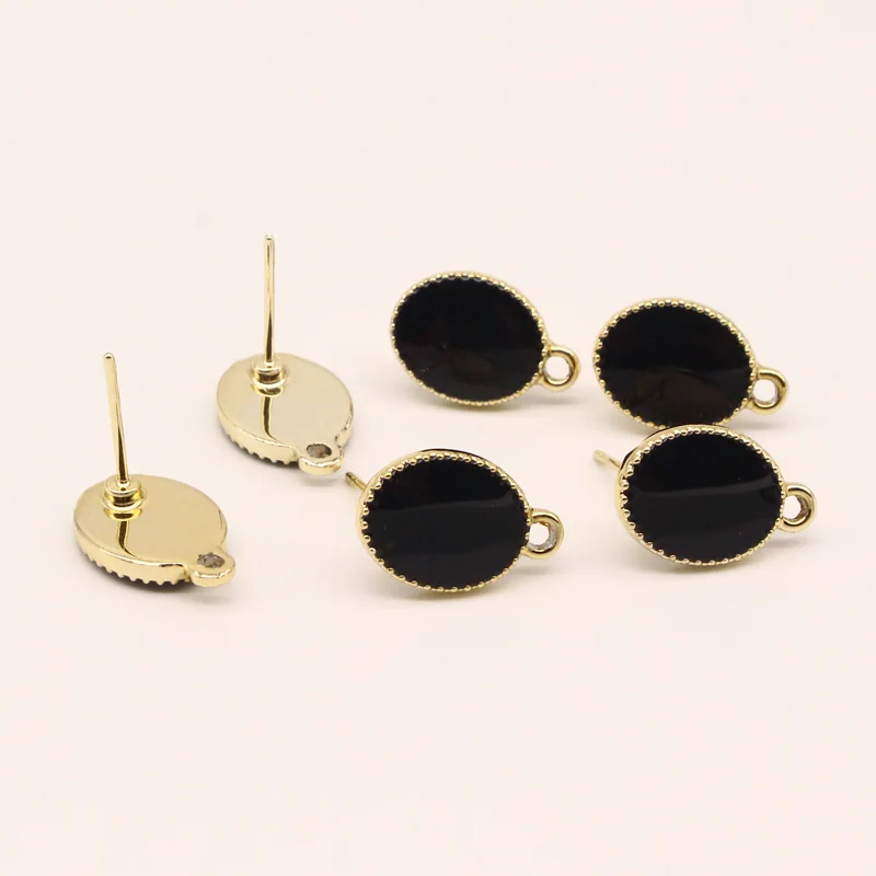 6szt Modne małe owalne czarne kolczyki wiszące Wisiorek Charms Diy Akcesoria Kobiety Dangle Earring Arete Jewelry Make C300