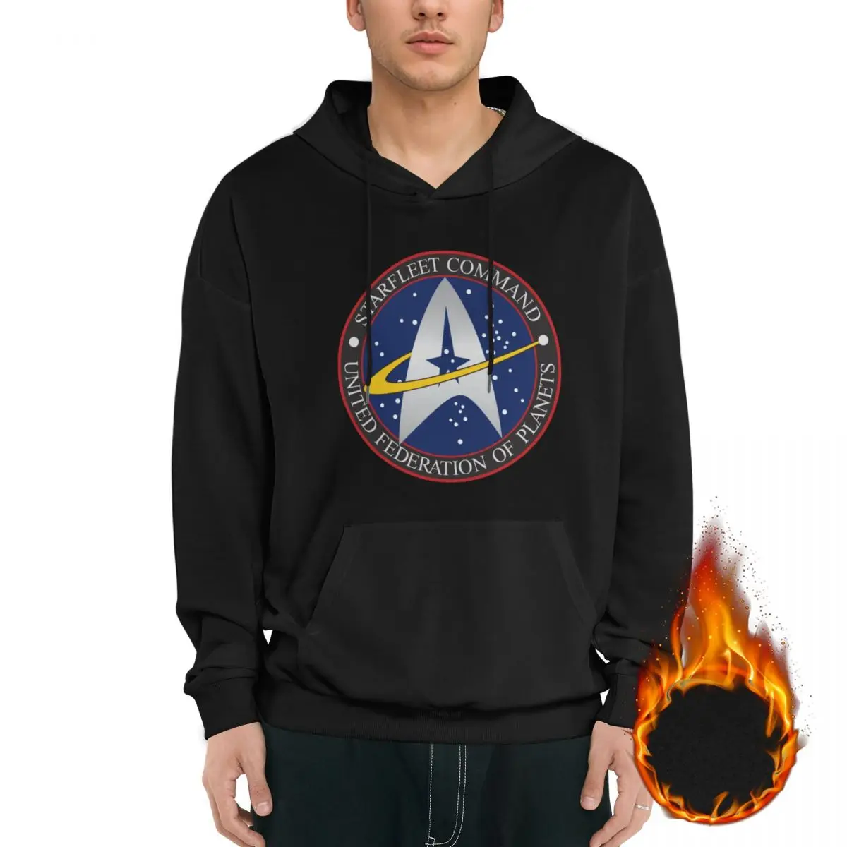 Starfleet Star Treks Bluza z podszewką z polaru dla mężczyzn Kobiety Pullover Bluzy z długim rękawem i kieszeniami Koszula