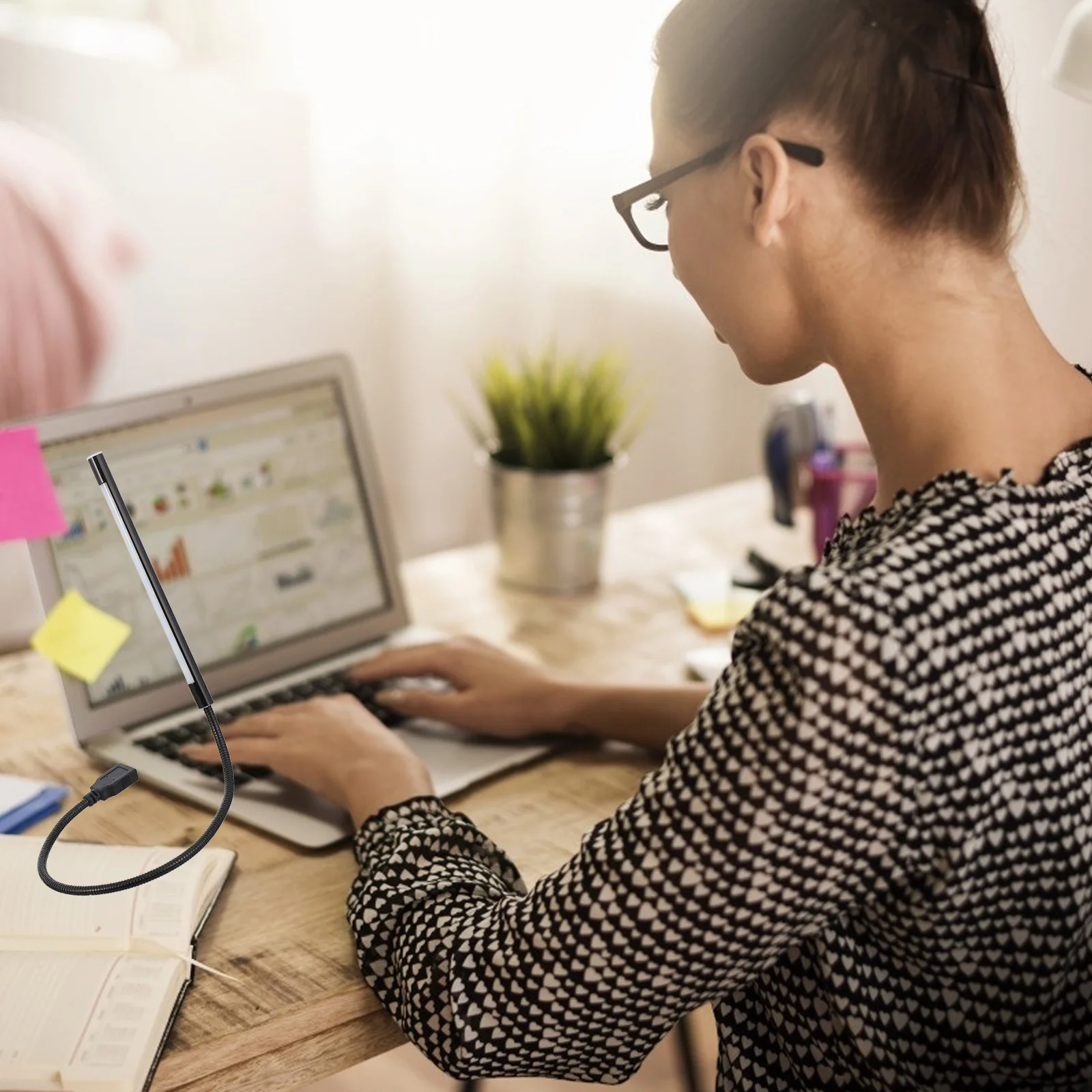 

2Pcs USB LED Reading Lamp Touch Dimmable Gooseneck Lamp Flexible Brightness Adjustable USB Computer Light Night Light