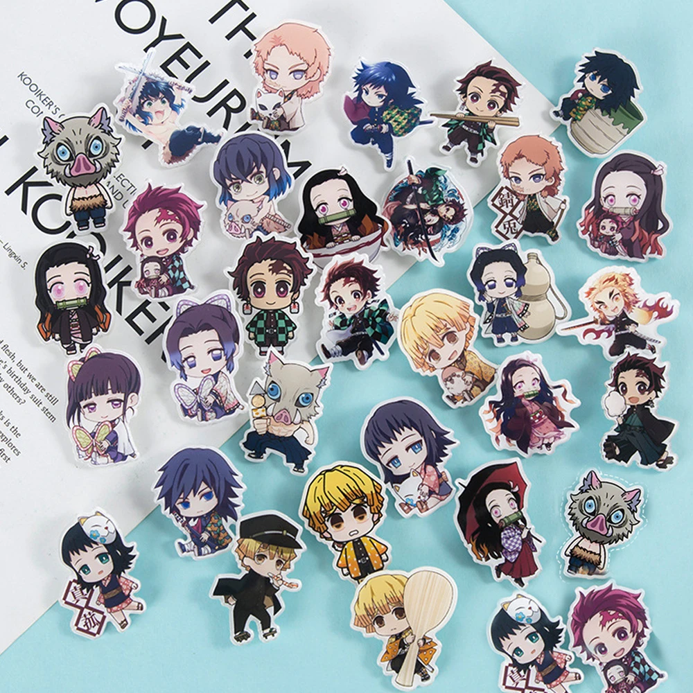 New Anime Demon Slayer Acrylic Brooch Badge Kimetsu No Yaiba Cartoon Pins Acrylics DIY Decoration Backpack Clothes Gifts Jewelry