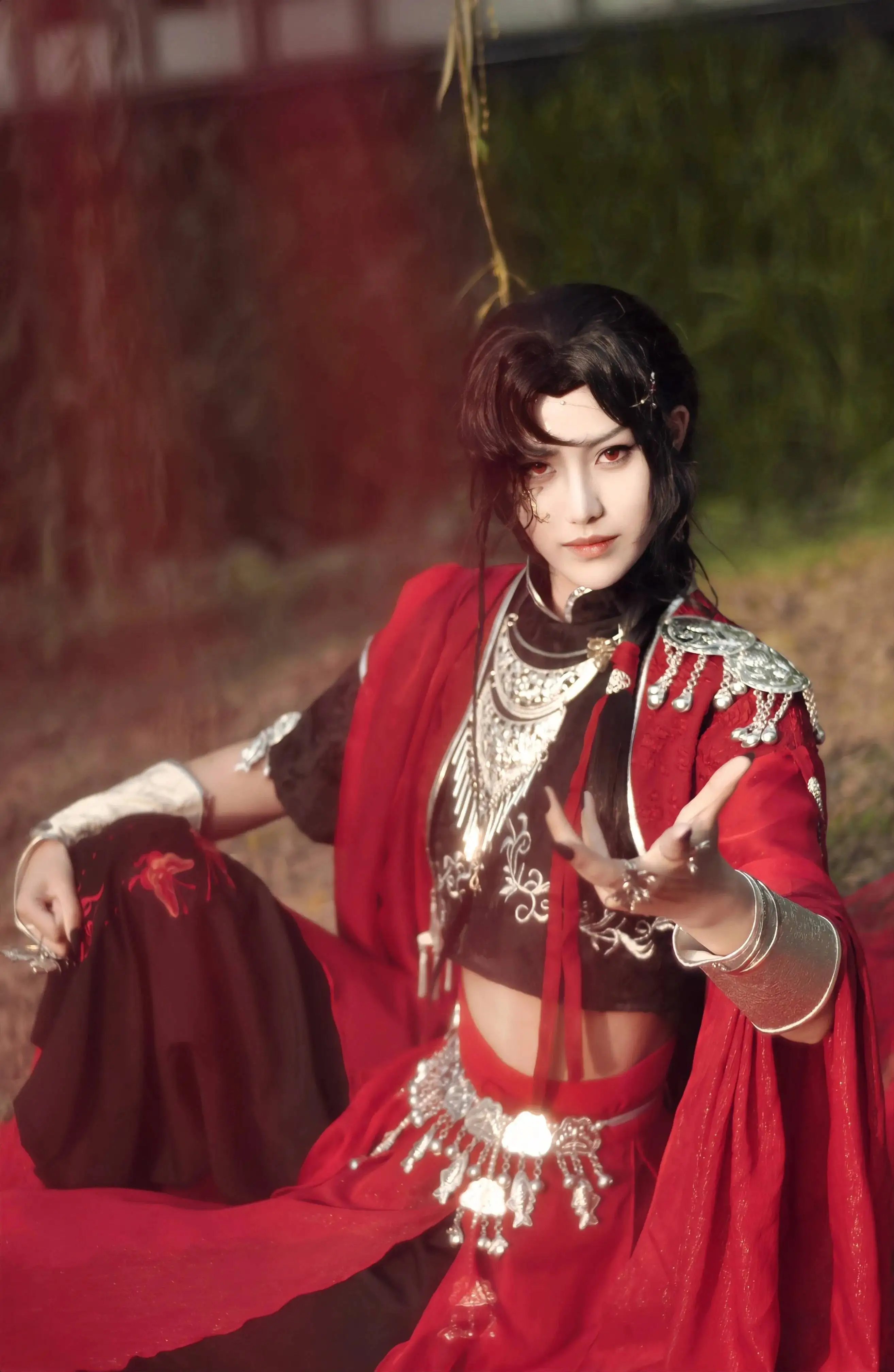 

Bless Hua Cheng Heaven Official Cosplay Costume Tian Guan Ci Fu Han Fu Cosplay Kimono Props Red Outfits Halloween