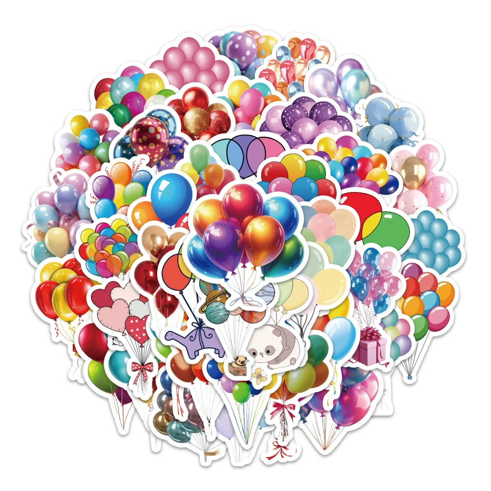 

54PCS Cartoon Colorful Balloon Sticker Creative Funny Waterproof Graffiti Decal Kids Toy for Refrigerator Wardrobe Desk Guitar