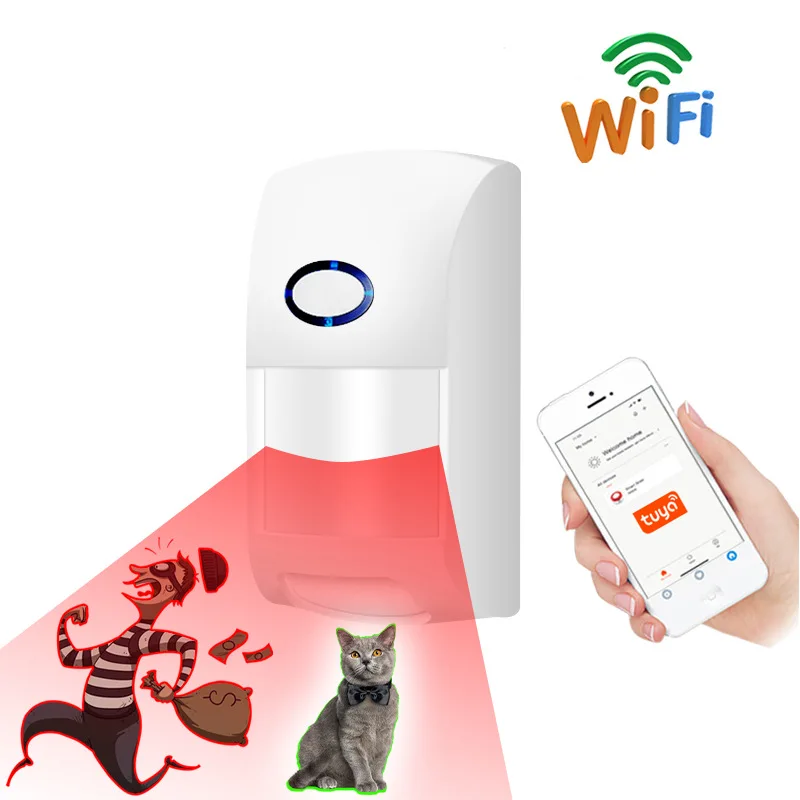 Tuya Intelligent APP Wifi Infrared Alarm Human Body Induction Monitor PIR Wireless Detector Indoor Anti-theft Pet Prevention