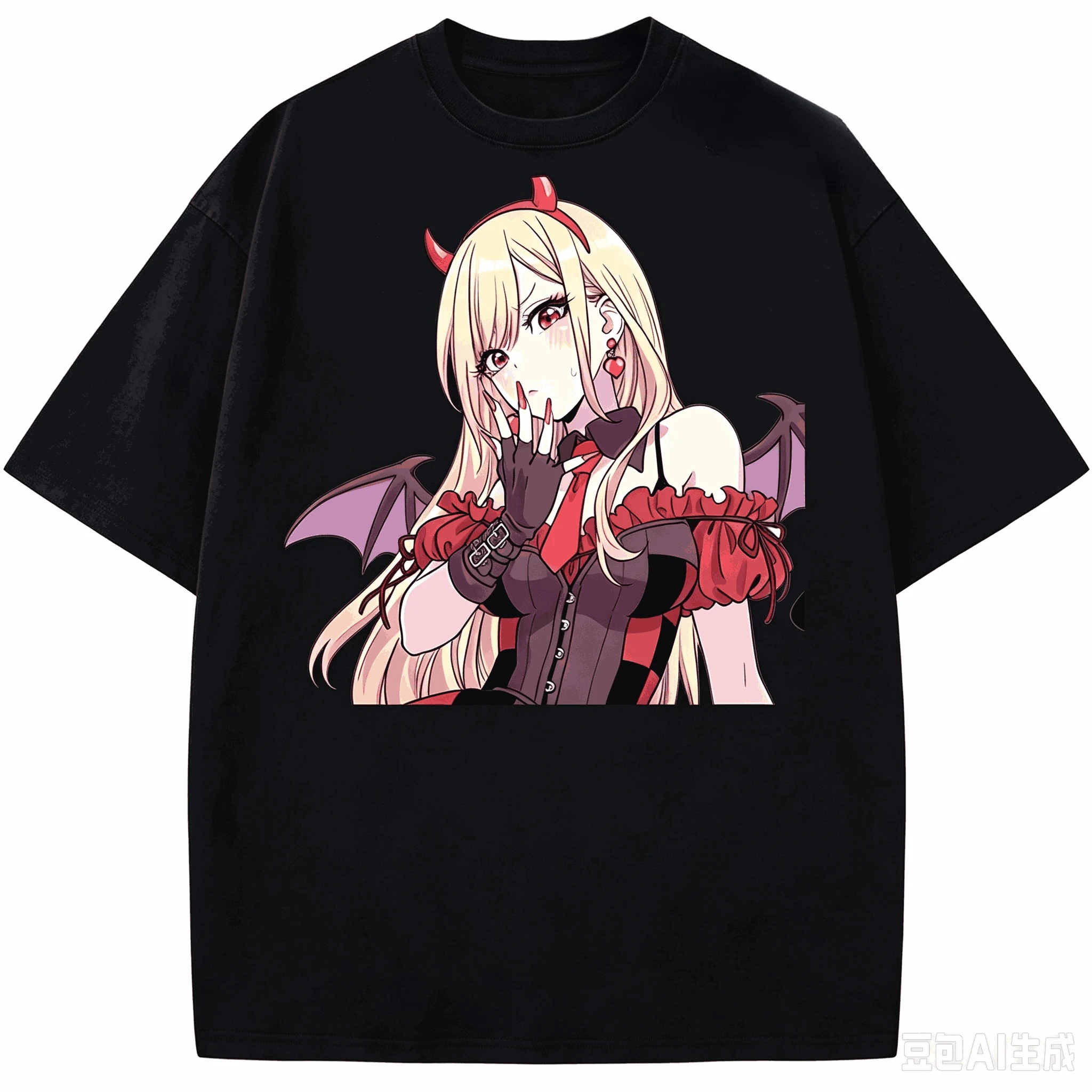 Heißer Verkauf My Dress-Up Darling Marin Kitagawa Teufel Cosplay Print T-Shirt Unisex Trendiges Hip-Hop-Print Rundhals-Freizeit-T-Shirt – Detail 2