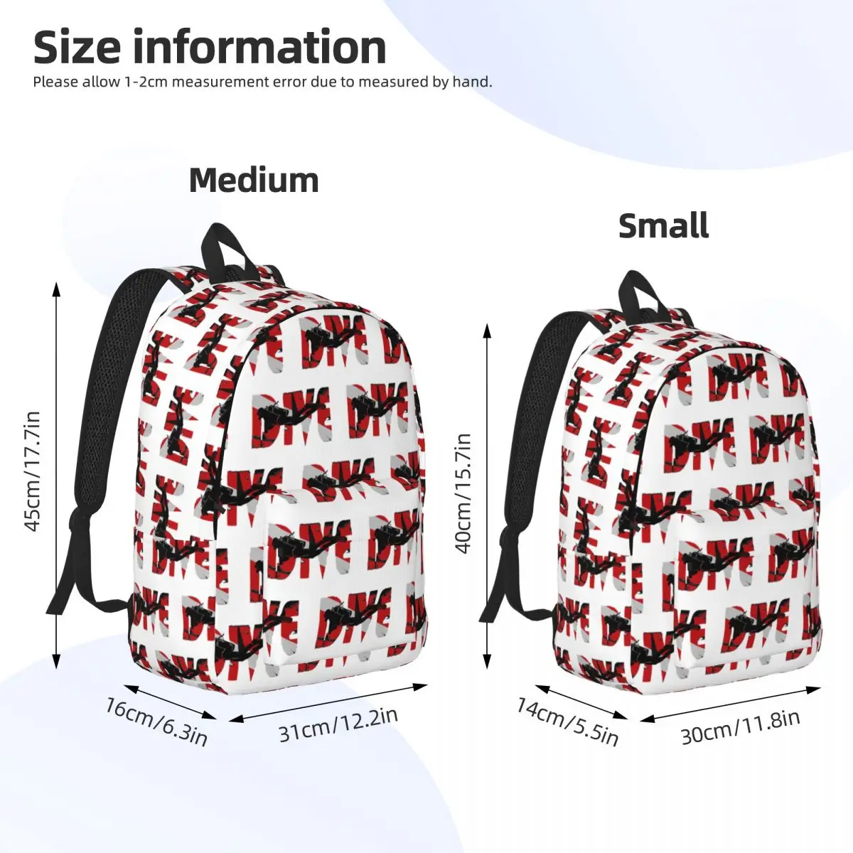 Scuba Diving Dive Diver Sea Snorkeling Sports Backpack Daypack Kids BookBag School Bag Shoulder Bags for Men Women