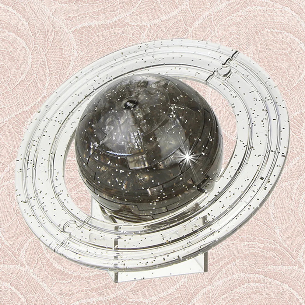 

3D Saturn Crystal Splicing Puzzle Dark Grey Educational Kids Activity Set Hand-Eye Coordination Development Home Office Decor