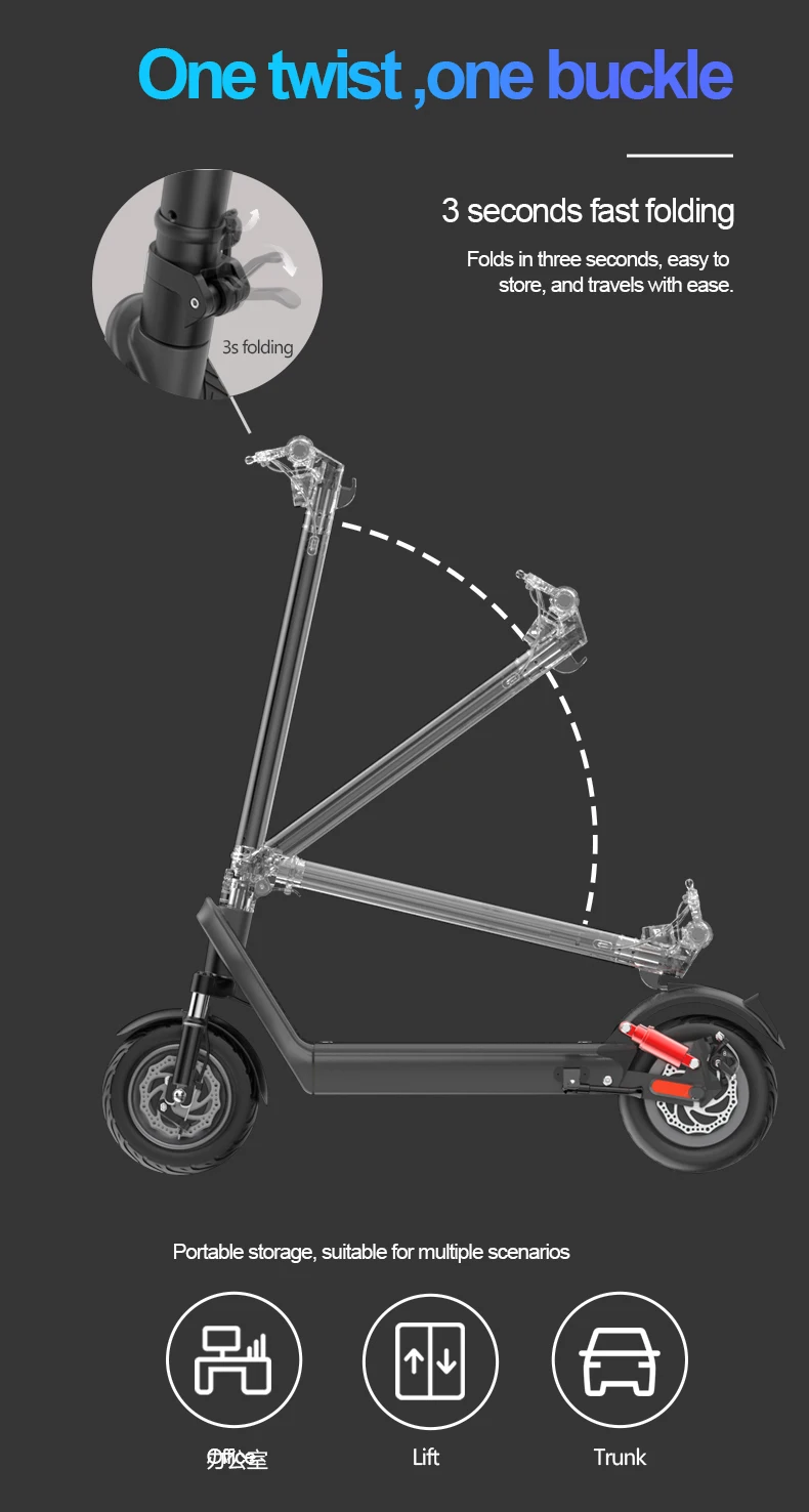 

HX X9B Powerful Electric Scooter 1000W 48V 20AH Adult Foldable EScooter 10.0 Inch Tire Dual Shock Absorber E scooter