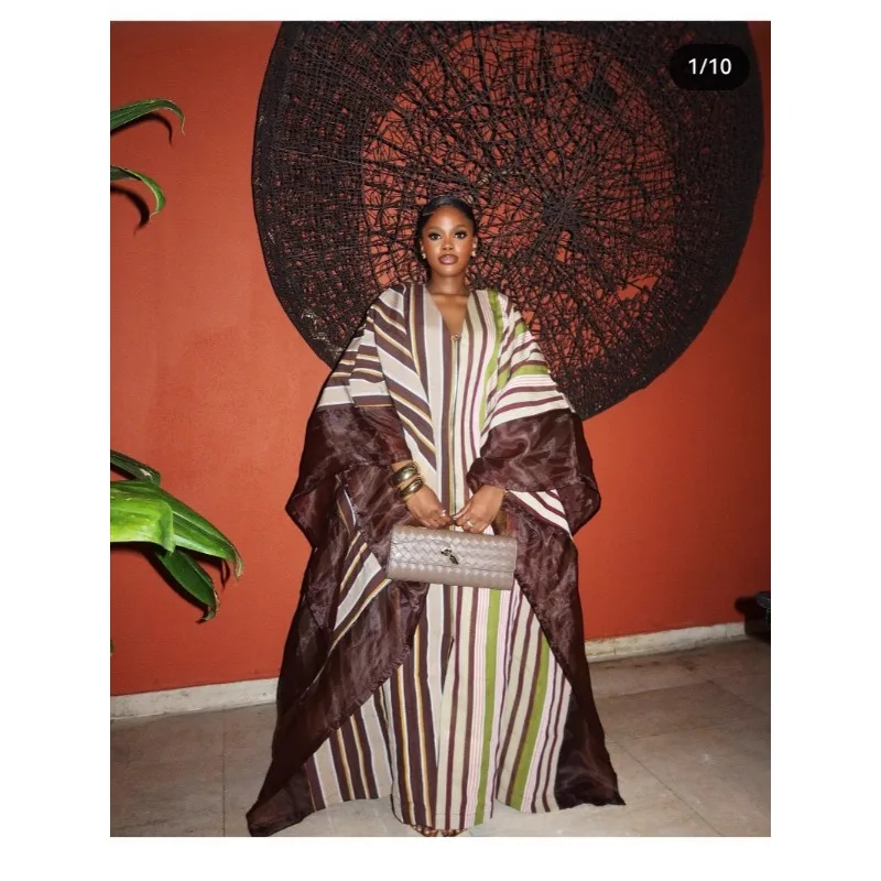 

African Plus Size Dresses for Women 2026 Spring Autumn African V-neck Half Sleeve Wedding Party Evening Long Dress Robes Gowns