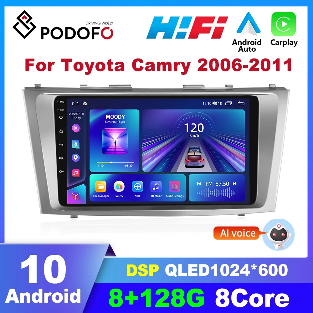 

Автомагнитола Podofo, 2DIN, Android, для Toyota Camry 2006-2011, мультимедийный плеер, автомобильный стереопроигрыватель, Авторадио, GPS-навигация, DSP