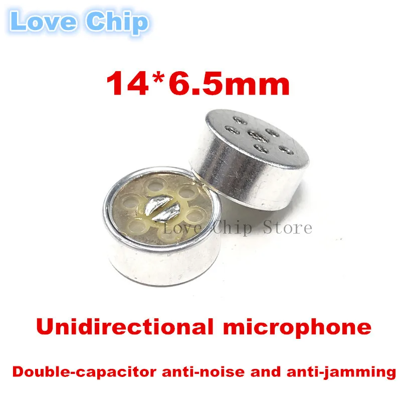 Imagem -02 - Mic Core Point Anti-ruído Karaoke Âncora Omnidirecional Microfone de Alta Sensibilidade Dual Capacit 10 Pcs 14x6.5 mm 1465 14 mm