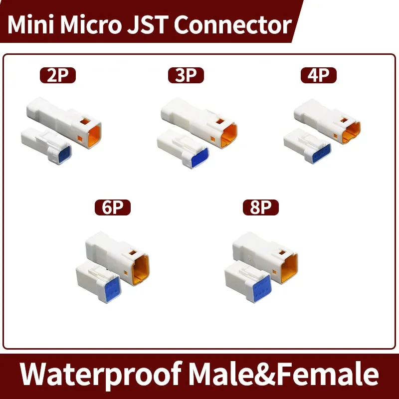 

10 Set JST Automotive Micro Harness Waterproof Housing Plug 2/3/4/6/8Pin Male&Female Plug&Connector 02/3/4R/S-JWPF-VSLE-D