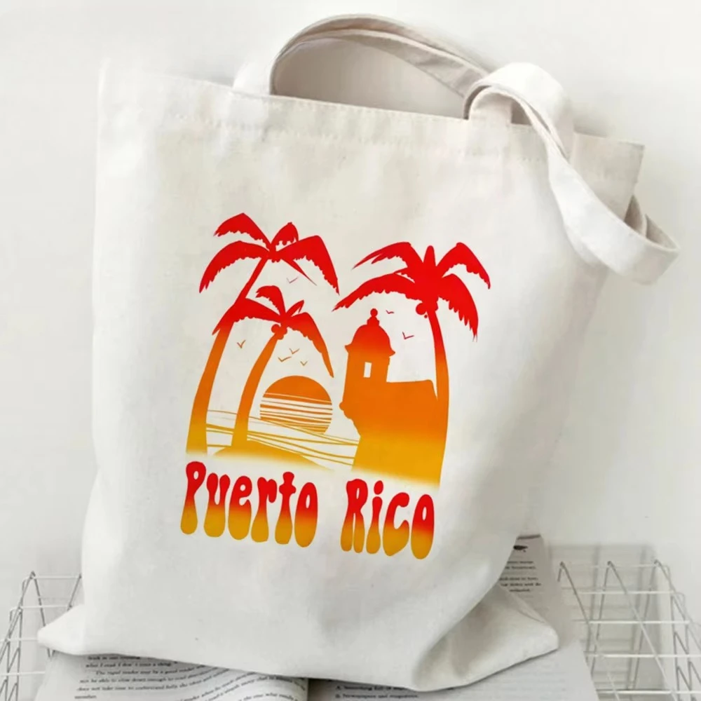 

2026 Puerto Rico shopping bag tote shopping cotton eco handbag jute bag bag Fashionable and versatile with ample capacity