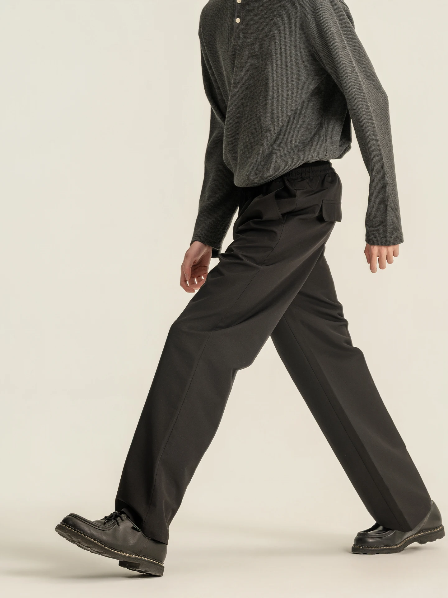 

Randomevent All-Weather Casual Pants Elastic Waist Easy Care Anti-Wrinkle Polyester Straight Leg Men's Business Leisure Trousers