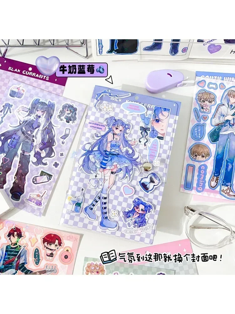 Koreański styl słodki i chłodny naklejki Anime DIY charakter gorąca dziewczyna styl azjatycki materiał dekoracyjny naklejki podręcznik — zdjęcie 2