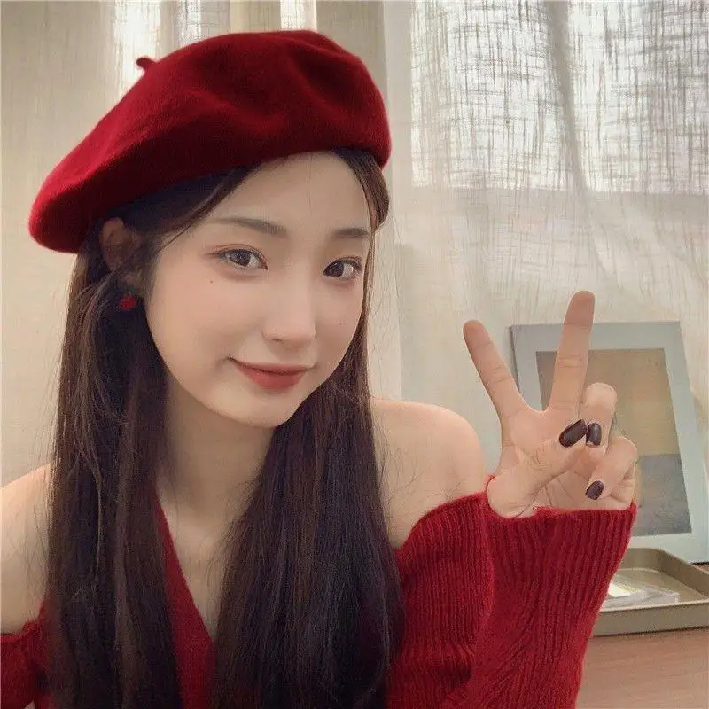 

Warm Wool Berets Hat Solid Color Vintage Classy French Hats Stylish For Adults Beret For Women French Fashion Beret Versatile