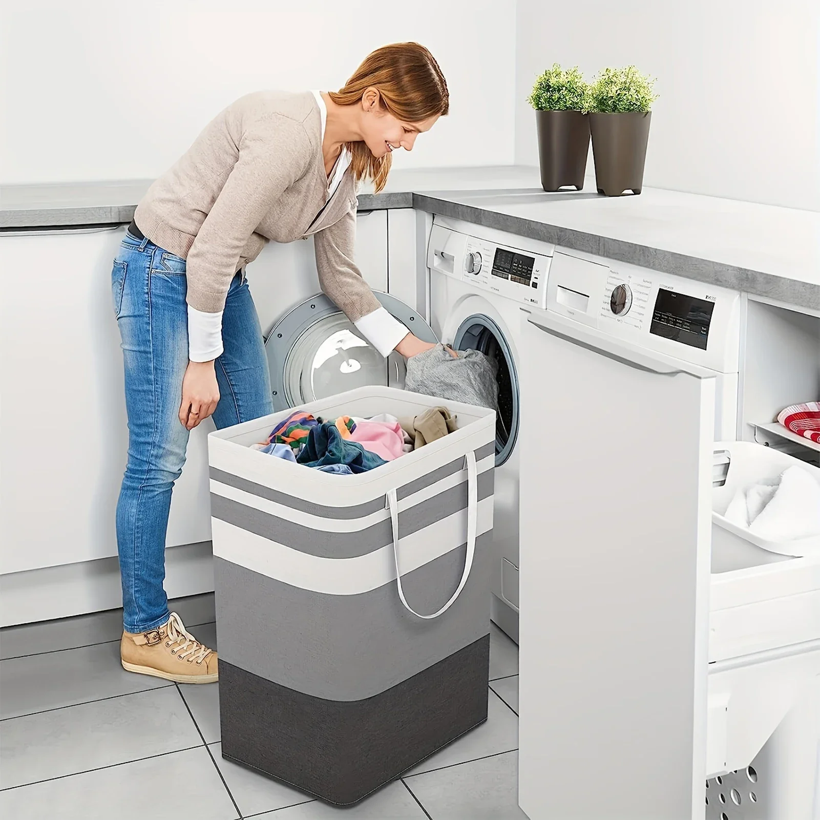75L Laundry Baskets Large Capacity Dirty Clothes Hamper With Handles Durable Bathroom Clothes Storage Basket For Home Dorm Hotel image 6