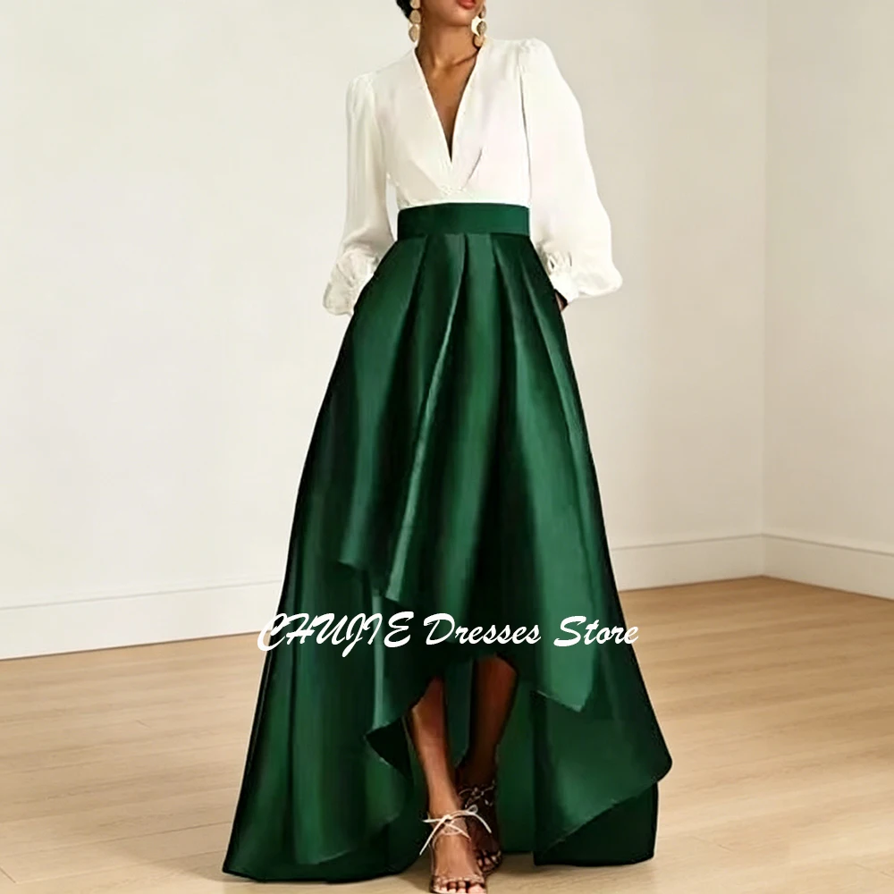 Mother of The Bride Dress Customized Satin Split Joint Prom Party Gowns Long Sleeve Wedding Guest Dresses Formal Evening Dress