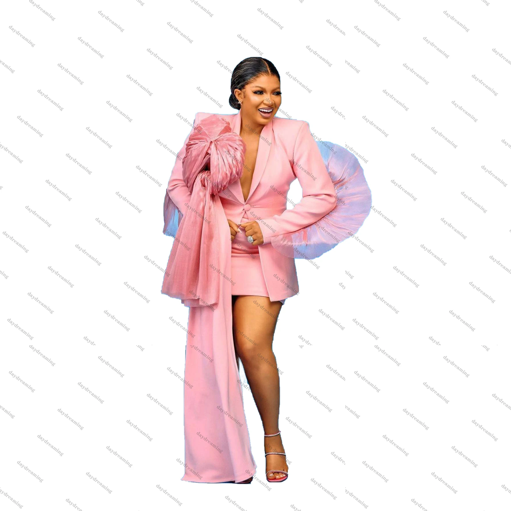 Elegante giacca da donna con minigonna Blazer con un bottone Slim Fit 2 pezzi completo con treno su misura