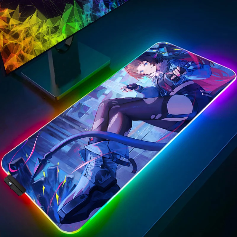 لوحة الماوس Gamer LED PC Computer Zenless Zone Zero Desktop Mat Jane Doe لوحة المفاتيح RGB Laptop Anime Gaming Accessories Mousepad