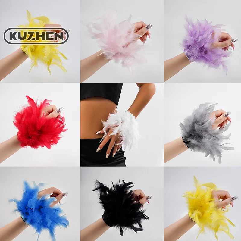 Fashion 8 Color Bracelet Sleeves For Nail Photos Feathers Nail Parts Plush Wrist Cuffs For Manicure Hand Photo Nail Decor