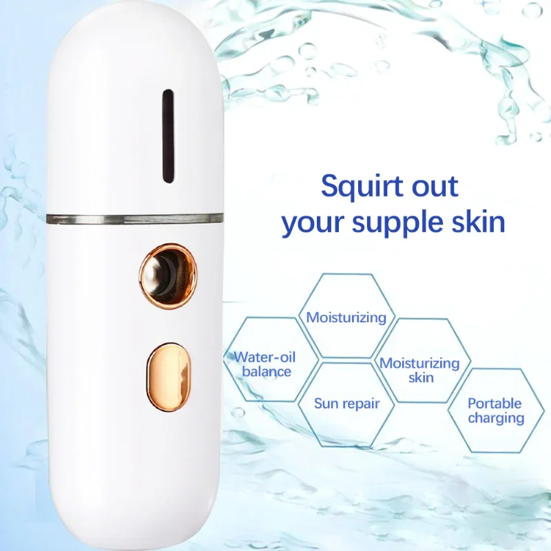 USB Rechargeable Humidifier Mini Face Steamer  Nano Nebulizer Portable Cold Spray Moisturizing Beauty Instruments Skin Care Tool