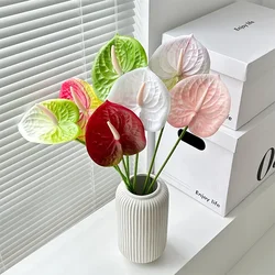 10Pc 3D Printed Anthurium Artificial Flowers Wedding Hall Layout Home Decoration Green Plant Fake Flowers Party Floral Palm Leaf