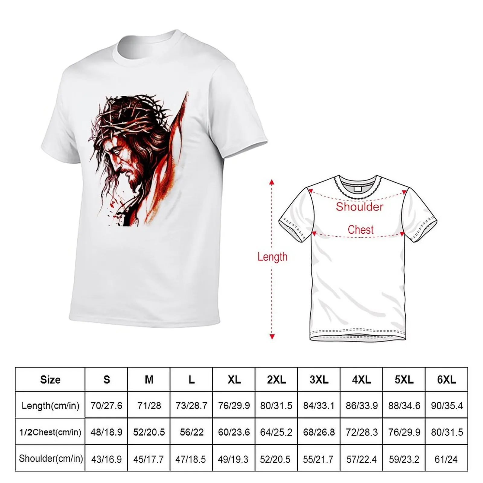 New The Face of Jesus-Drawing T-Shirt plus size tops cute tops T-shirt men