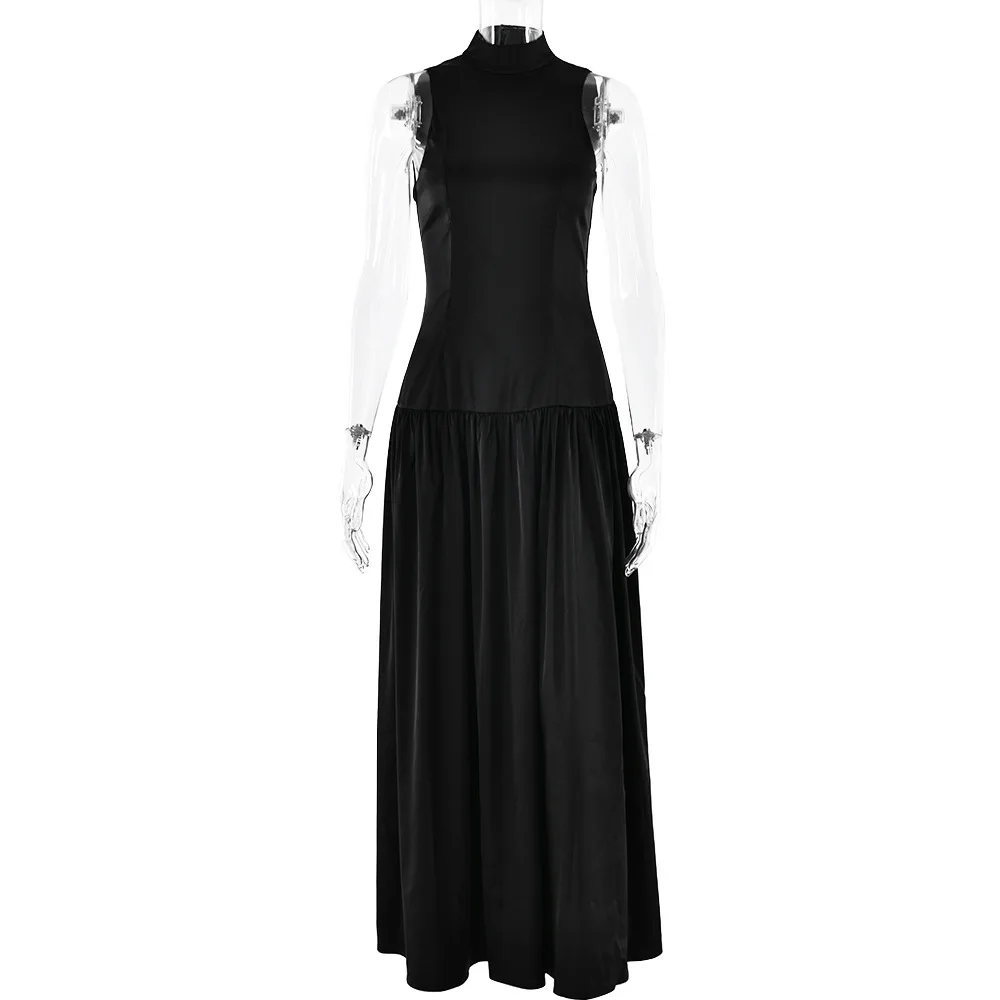 Sexy Faionable ronde Ne Svel Bal Slim Fit Zijde Satijn Dr Hoge Taille Jurk Dameskleding Ele Dr