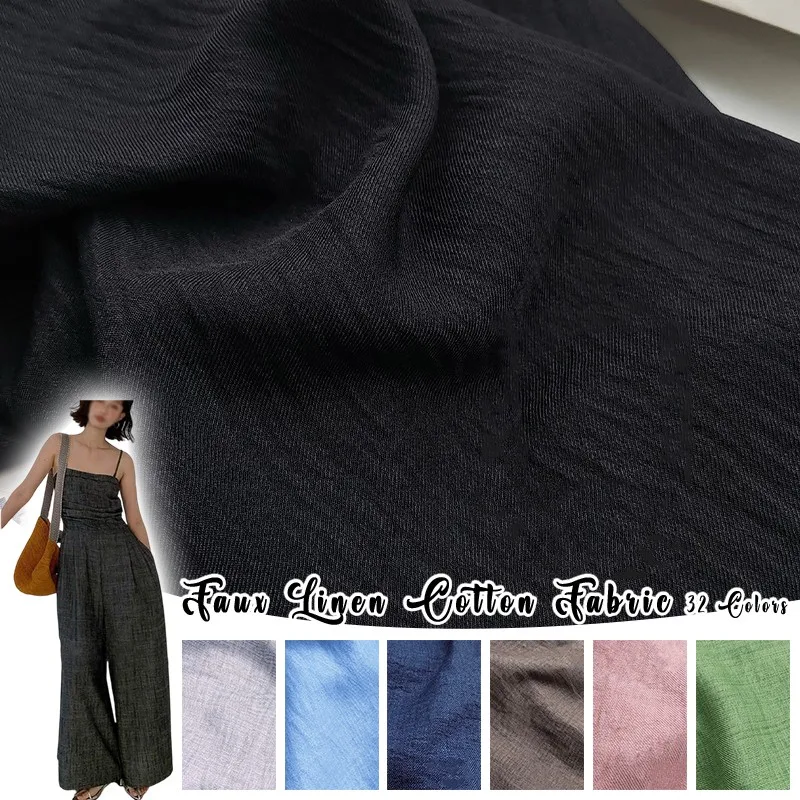 

100x150cm Summer Cool Soft Cloth Faux Linen Cotton Fabric Wrinkle Texture DIY Designer Sewing Wedding Dress Clothing Supplies