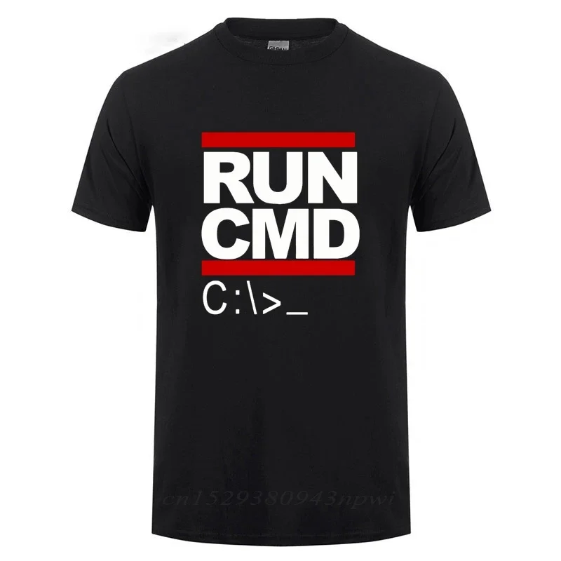 Футболки с компьютерным программатором Run Cmd, забавный подарок на день рождения для мужчины, парня, мужа, летняя хлопковая футболка с коротким рукавом 2023