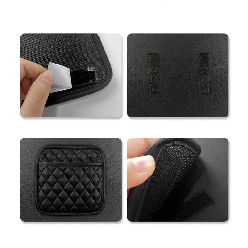 منظم وحدة التحكم المركزية للباب الخلفي لجيب تخزين السيارة من جلد البولي يوريثان للأشياء الصغيرة وحقيبة تخزين السيارة العالمية لجميع المركبات