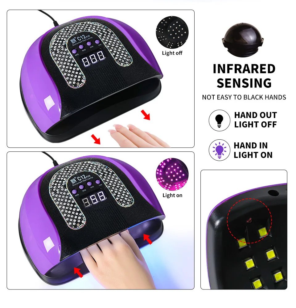 57 LEDS Nail Lamp Professional UV LED Lamp With Rhinestone Gel Polish Nail Drying For Nail Polish Manicure Tools Home Salon Use