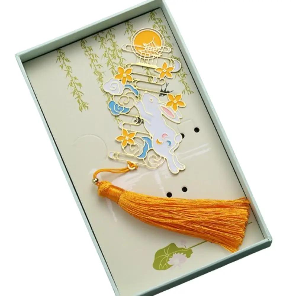 

Alloy Chinese Style Bookmarks Classical Chinese Style Moon Rabbit Book Clip Exquisite with Tassel Book Page Marker