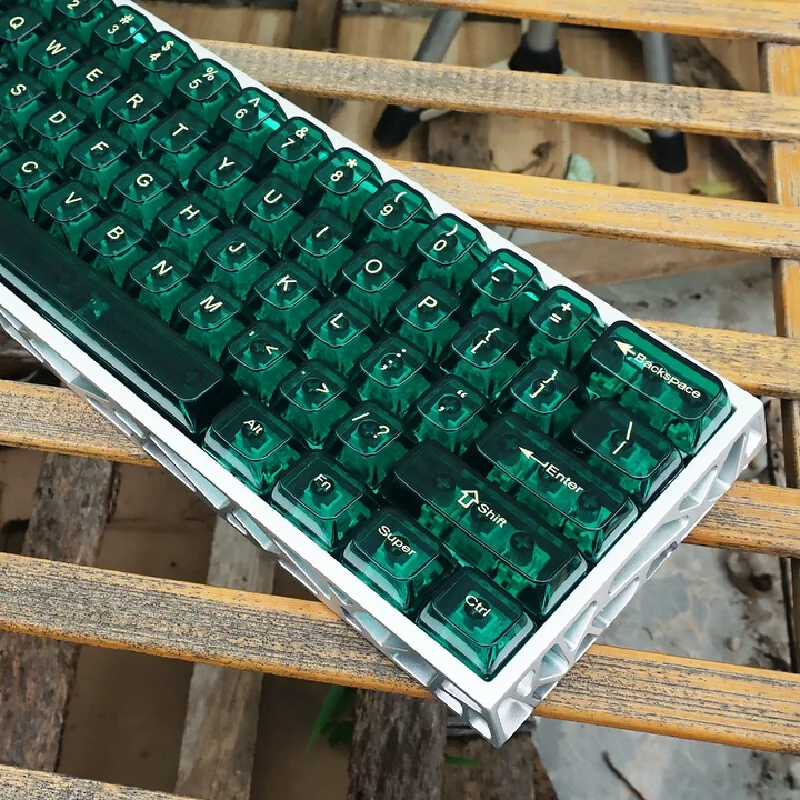 Summergreen Transparent Pc Keycaps Yellow Top Letters Summer Style Fit 60% 75% Full Mx Layout Mechanical Gaming Office Keyboards
