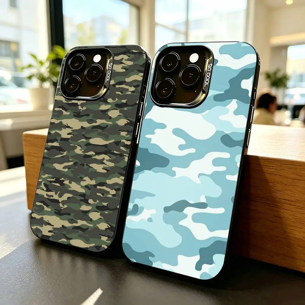 

Camouflage-e Pattern-n Phone Case For iPhone 17,16,15,14,13,12,11 Plus,Pro Max,XS,Colorful Silver Black Cover