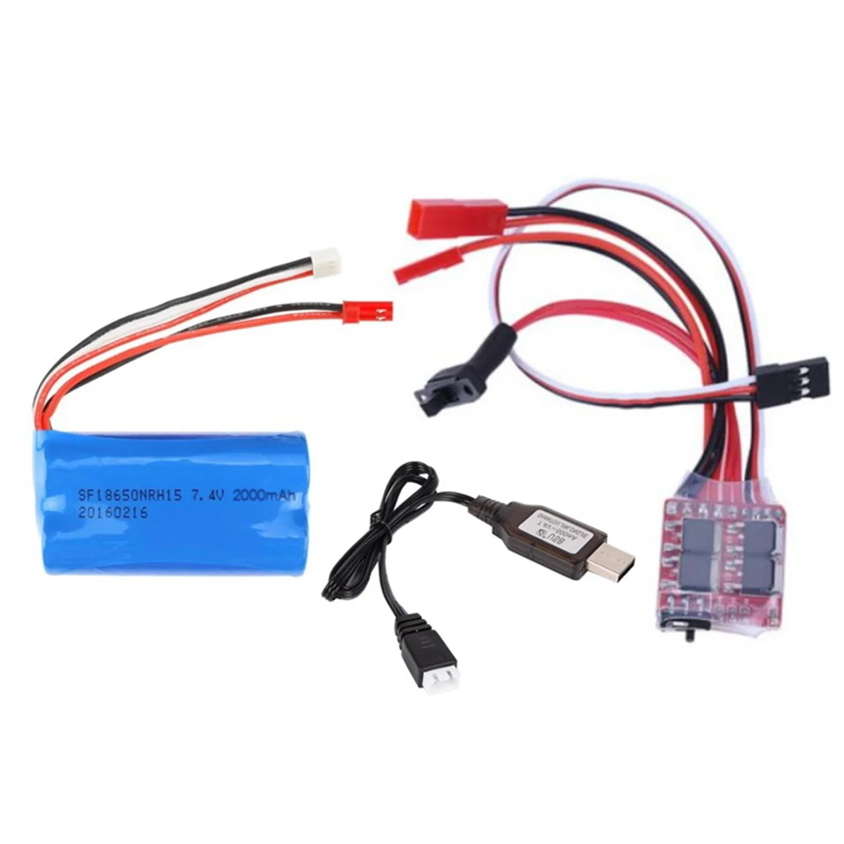 2.4G CH3 Remote Controller Kit Transmitter ESC Receiver Battery Set for WPL C14 C24 MN D90 MN99S RC Car Upgrade Parts