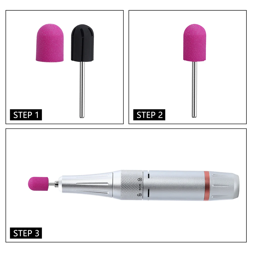 2 حجم الرملي العصابات كتلة غطاء المهنية باديكير العناية بالقدم أداة حصى مسمار الرملي قبعات الكهربائية مسمار الحفر القواطع مع هدية