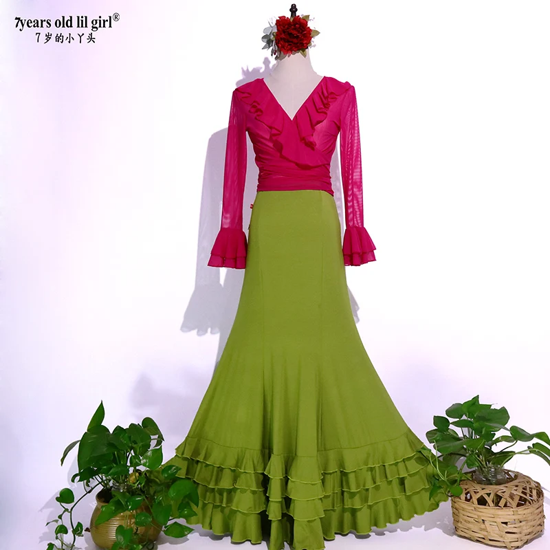 Odzież taneczna Flamenco Spódnica do tańca dla kobiet Kostium występów ESS21