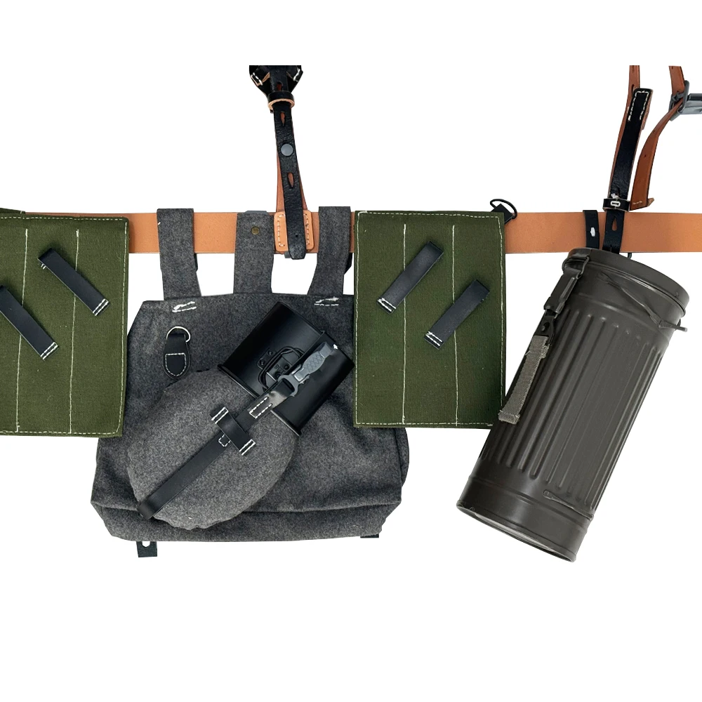 WW2 Combat Equipment, P38 P40 Pouch, Leather Combination, Soldier Gear Collection, War Reenactments, Tactical Backpack