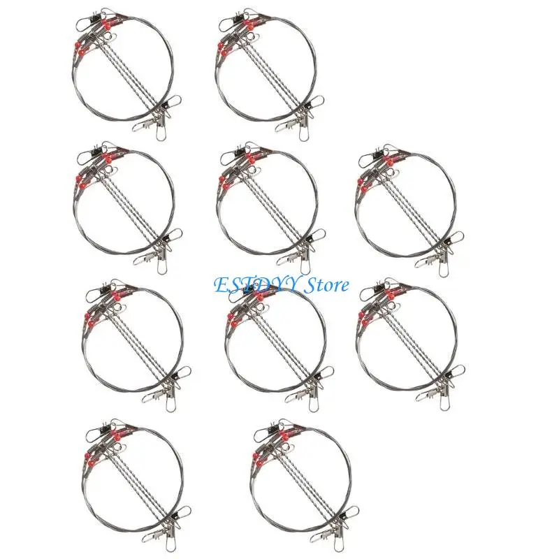 

G6DE 10Pcs Bottom Tackle Rigs Sea Fishing Line Rig Fishing Tackle Tool with Snaps