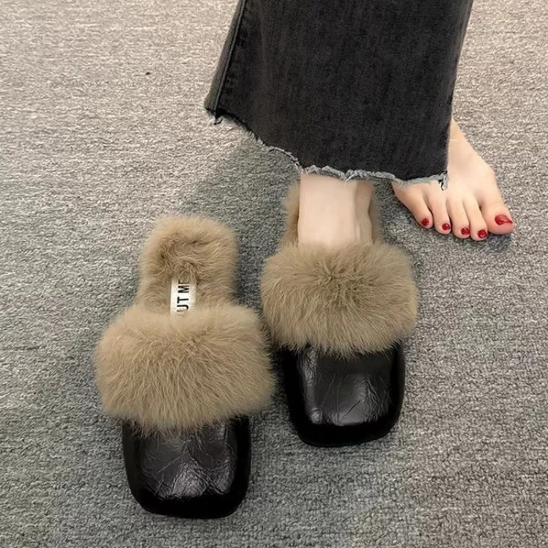 

2025Autumn and Winter New Style Flat Lazy Mules with Fur Clogs