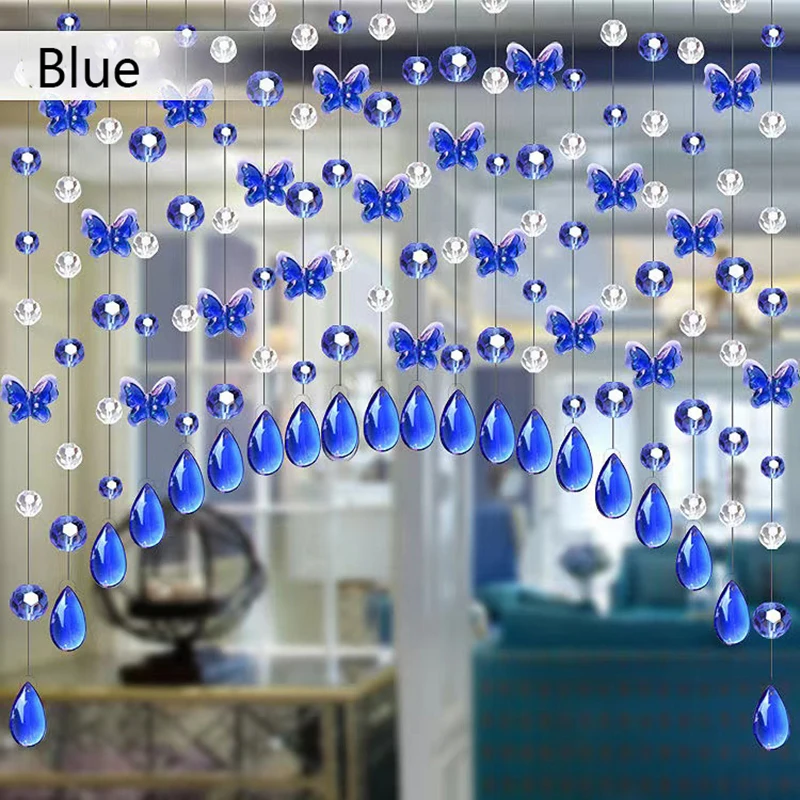 5X1m Crystal Bead Curtain Partition Entryway Bedroom Door Curtain Glass Butterfly Crystal Wedding Decoration