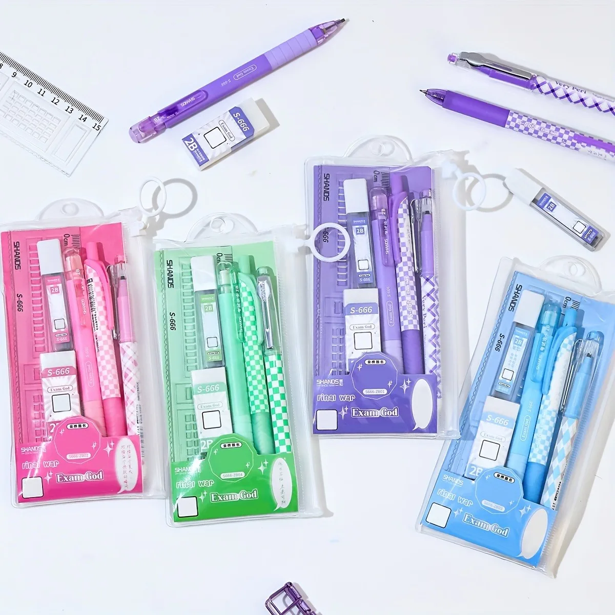 6pcs/Set Exam Gel Pen Set, Mechanical Pencil Set, Student Prize Stationery Set Holiday Gift School Supplies Office Accessories image 3