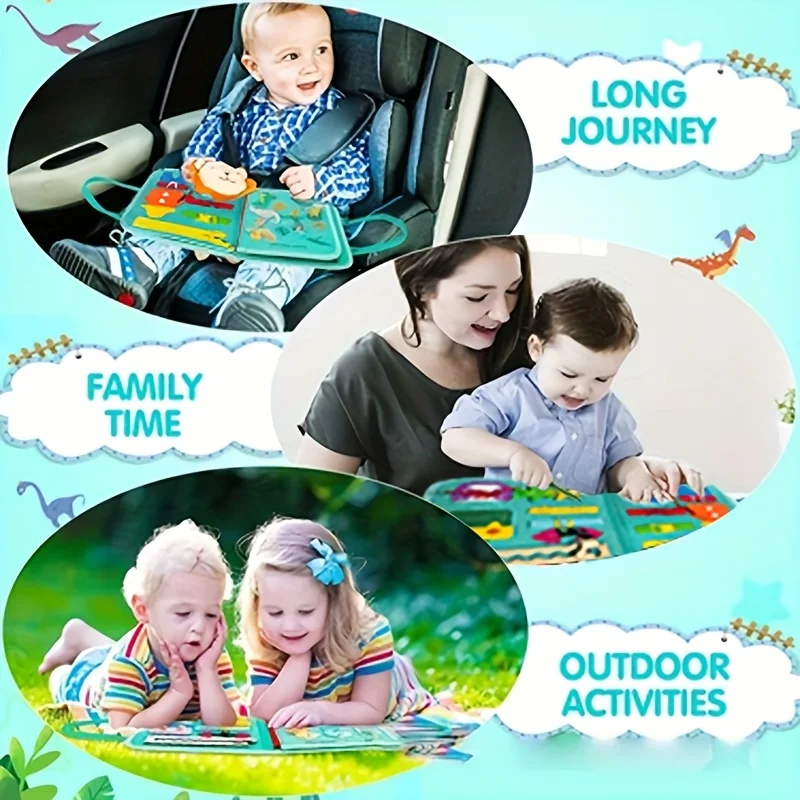 لوحة أنشطة حسية باللون الأخضر مكونة من صفحتين، لعبة كتاب هادئة، لعبة نصائح تعلم الحياة، تمييز شكل اللون