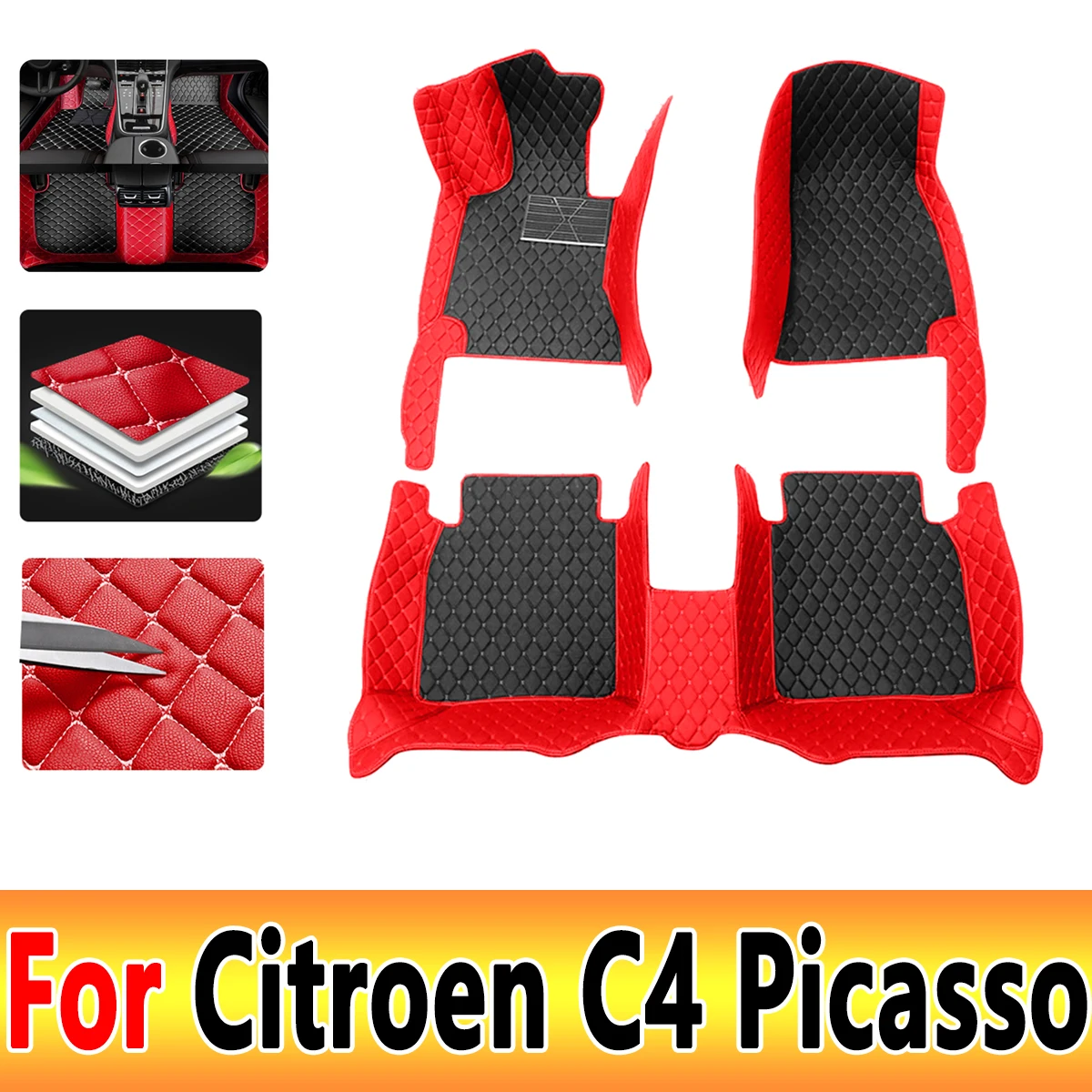 Автомобильные коврики для Citroen Grand C4 Picasso SpaceTourer, 7-местный кожаный коврик 2006 ~ 2013, аксессуары для интерьера автомобиля 2010