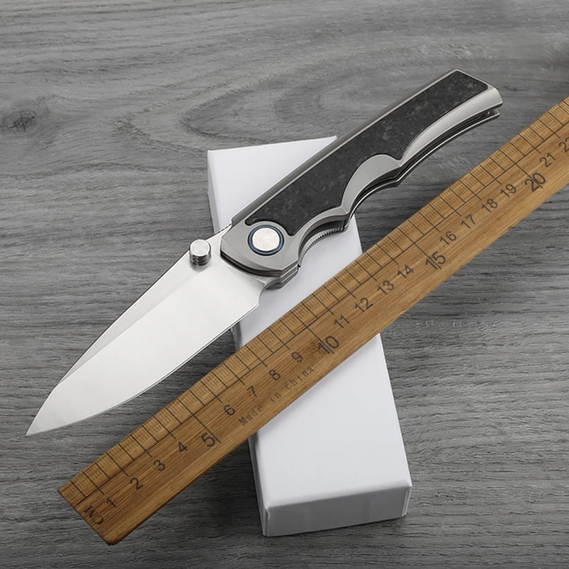 

VG10 steel sheet titanium alloy+carbon fiber handle folding knife outdoor self-defense camping survival portable tool knife