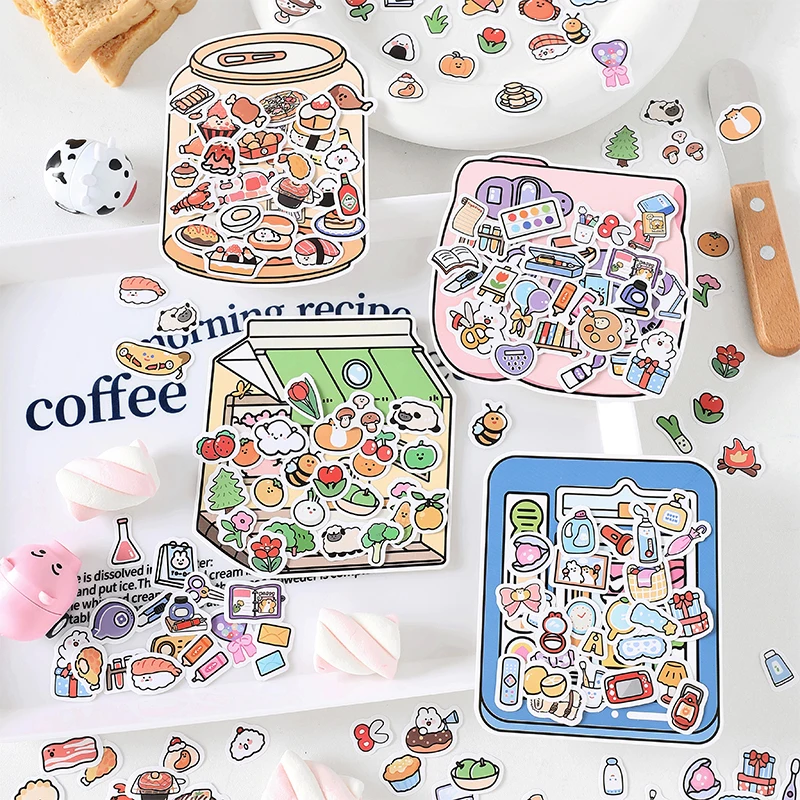 100 pcs Kawaii Cartoon small Stickers Cute Mini Decorative Scrapbooking accessories Adhesive Diy junk journal supplies