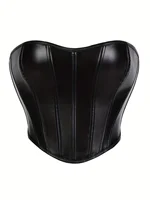 Corsé moldeador sexy de mujer sin tirantes y con soporte de cuero